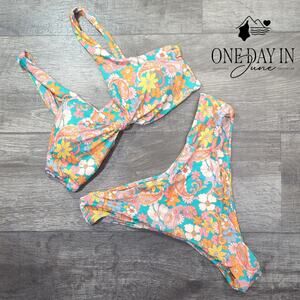 Charmo Knot Front Cheeky Bikini Swimsuit Size L